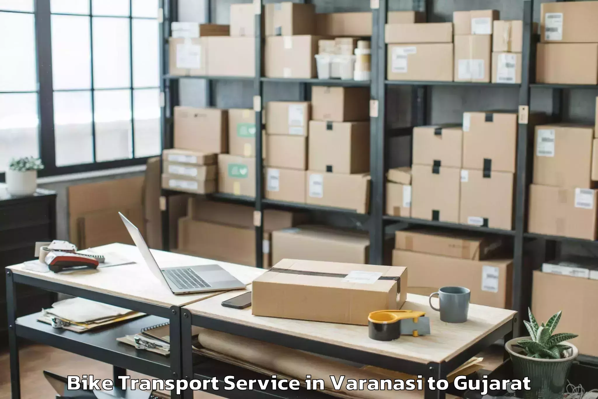 Reliable Varanasi to Waghai Bike Transport